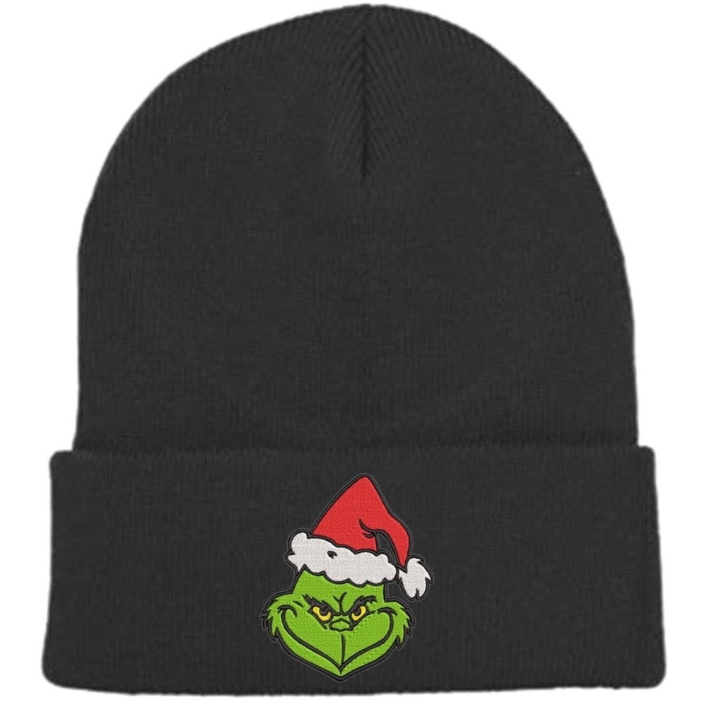 Festive Black Grinch Beanie